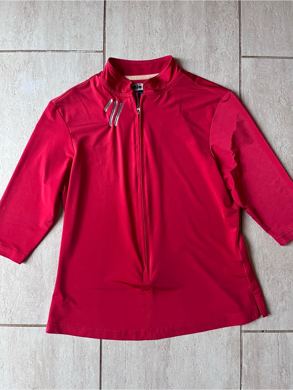 Jamie Sadock Coral Red Quarter Zip Golf Top S